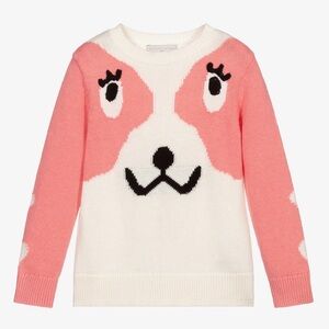 Stella McCartney Pink and White Dog Face Sweater Size 6yr